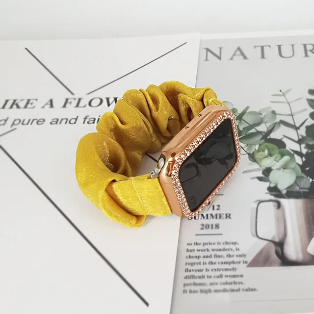 2in1 Scrunchie Elastic Strap   Case Series 6 5 4 Smart Watch Wristband