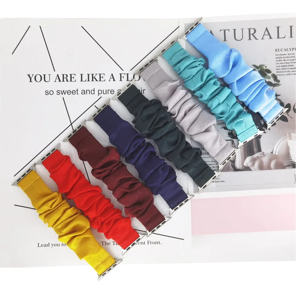 2in1 Scrunchie Elastic Strap   Case Series 6 5 4 Smart Watch Wristband