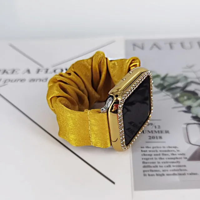 2in1 Scrunchie Elastic Strap   Case Series 6 5 4 Smart Watch Wristband