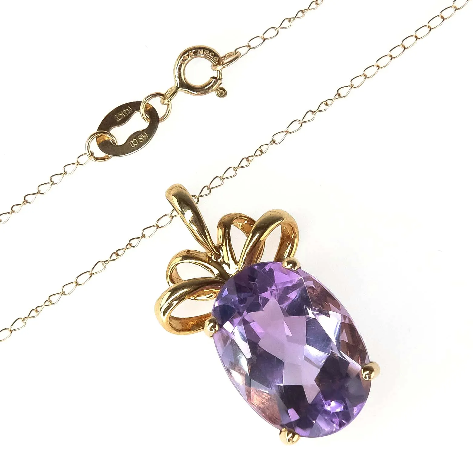 4.00ct Oval Amethyst Solitaire Pendant on 18" Chain in 14K Yellow Gold