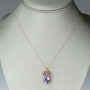 4.00ct Oval Amethyst Solitaire Pendant on 18" Chain in 14K Yellow Gold