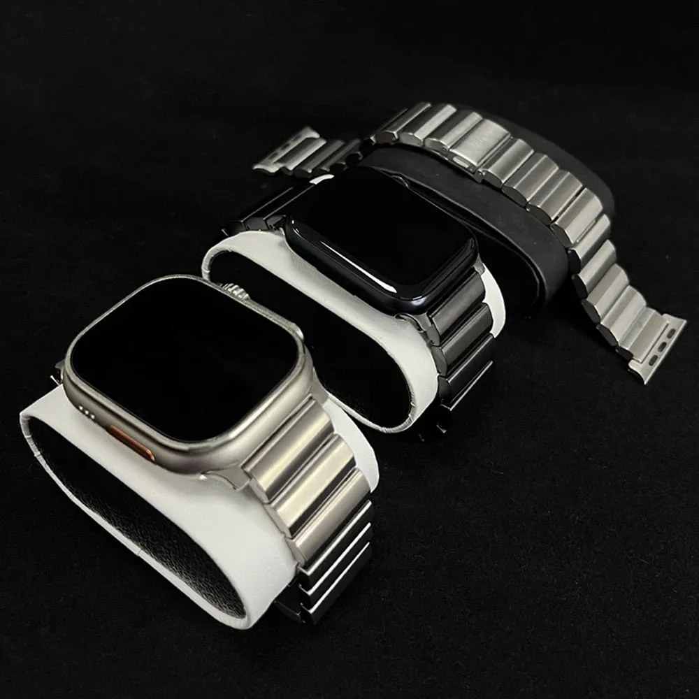 50％ Off | Luxury Titanium Band For Apple Watch Ultra 49mm 45 41 44 38 40 42MM Men Business Strap For iWatch Series 8 7 6 SE 5 4 3 Bracelet