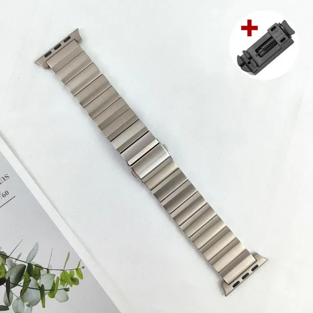 50％ Off | Luxury Titanium Band For Apple Watch Ultra 49mm 45 41 44 38 40 42MM Men Business Strap For iWatch Series 8 7 6 SE 5 4 3 Bracelet