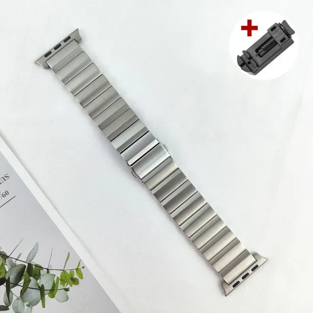 50％ Off | Luxury Titanium Band For Apple Watch Ultra 49mm 45 41 44 38 40 42MM Men Business Strap For iWatch Series 8 7 6 SE 5 4 3 Bracelet