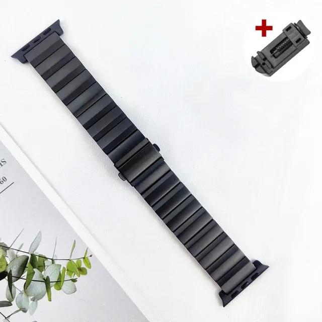 50％ Off | Luxury Titanium Band For Apple Watch Ultra 49mm 45 41 44 38 40 42MM Men Business Strap For iWatch Series 8 7 6 SE 5 4 3 Bracelet