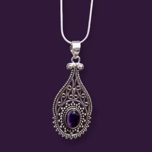 925 Sterling Silver, Amethyst 22" Necklace