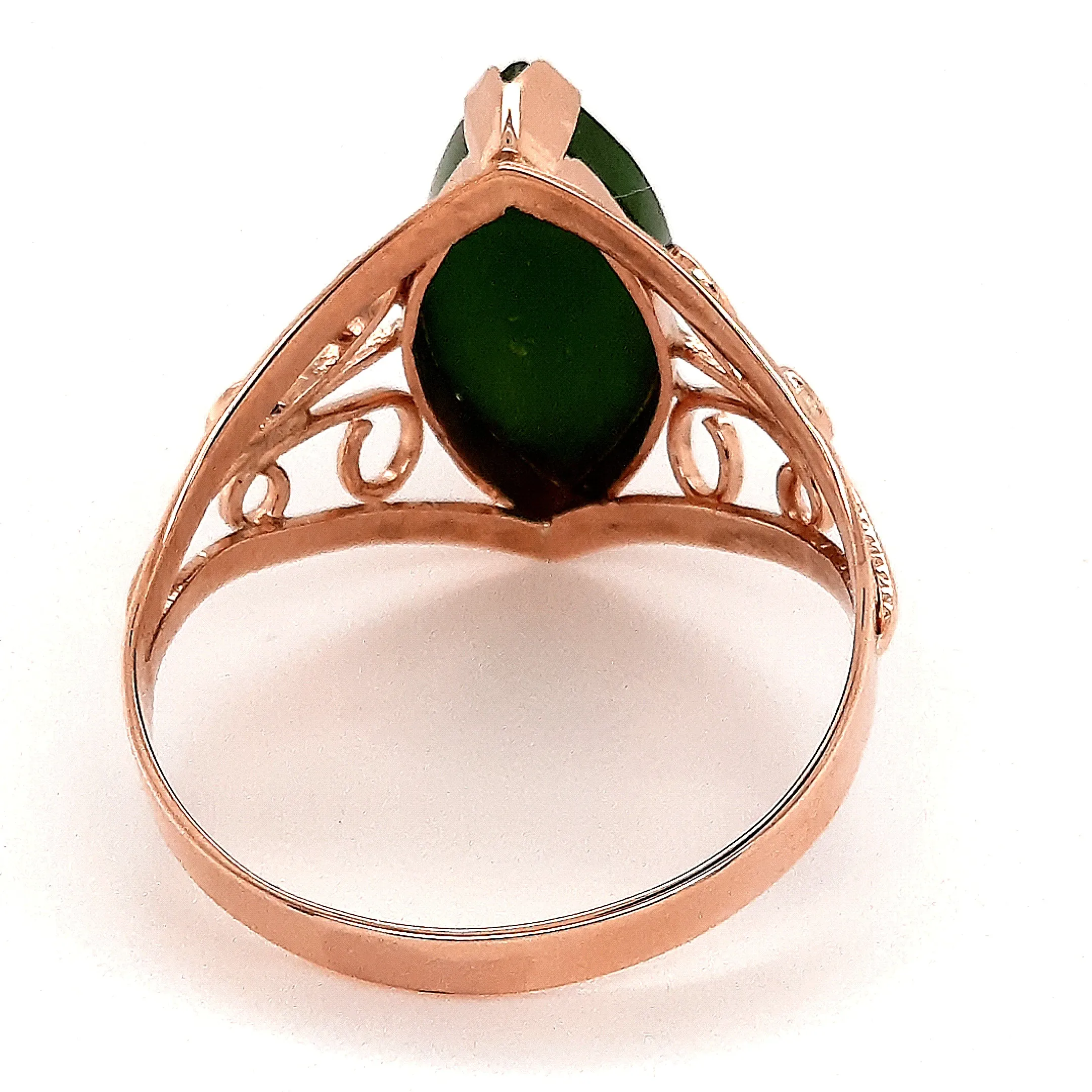 9ct Rose Gold Nephrite Jade Ring