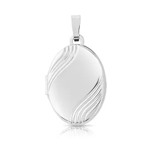 9ct White Gold Oval Locket