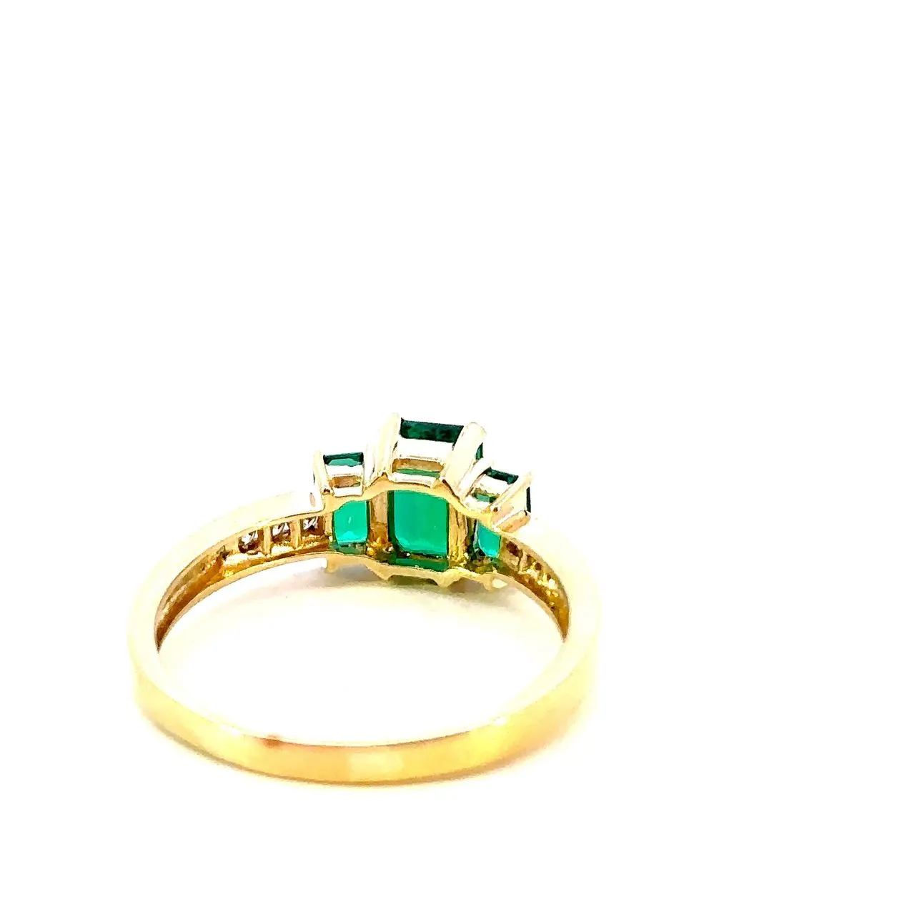 9ct Yellow Gold Synthetic Emerald and Diamond Ring