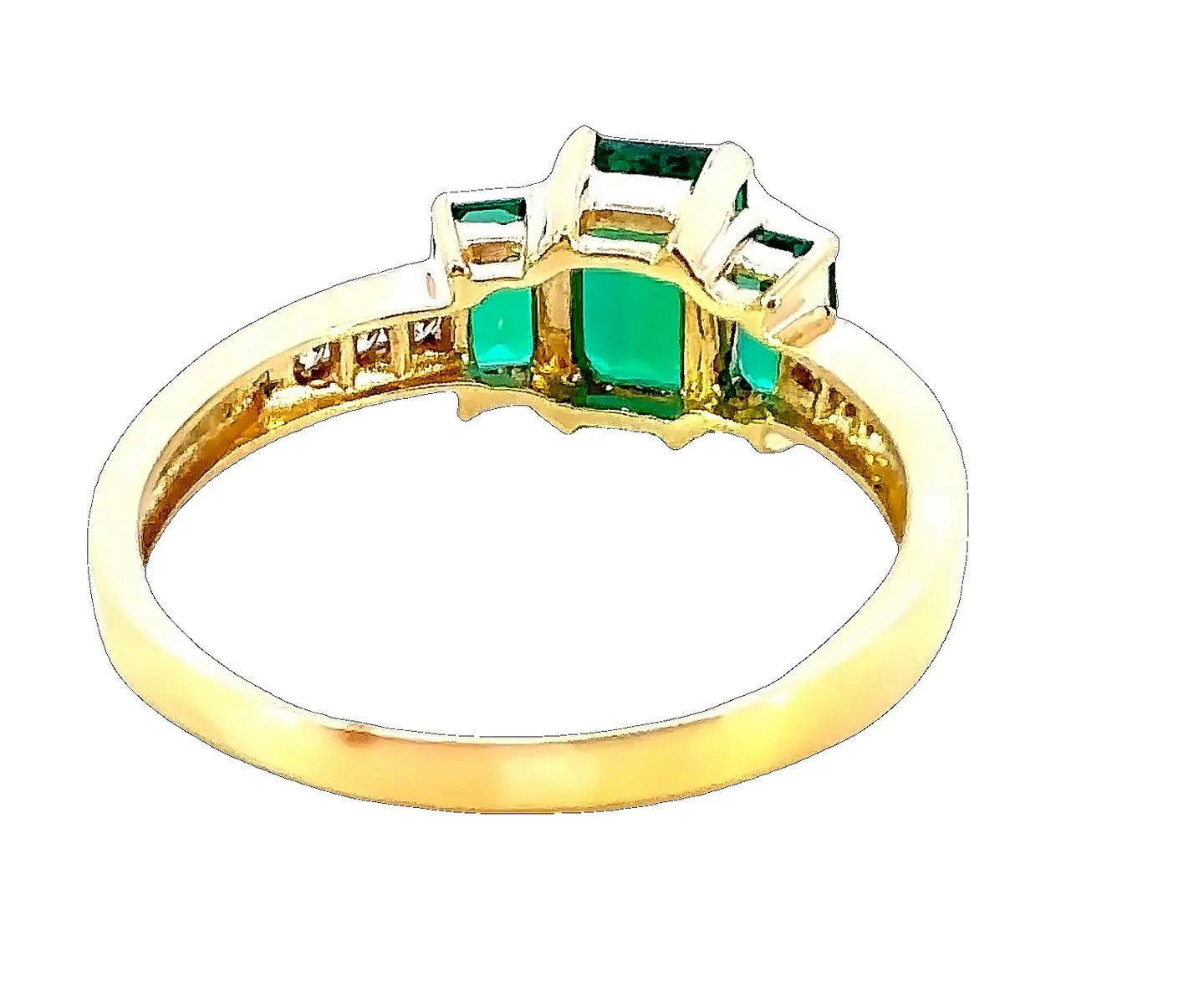 9ct Yellow Gold Synthetic Emerald and Diamond Ring