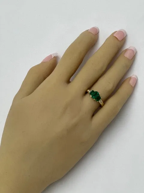 9ct Yellow Gold Synthetic Emerald and Diamond Ring