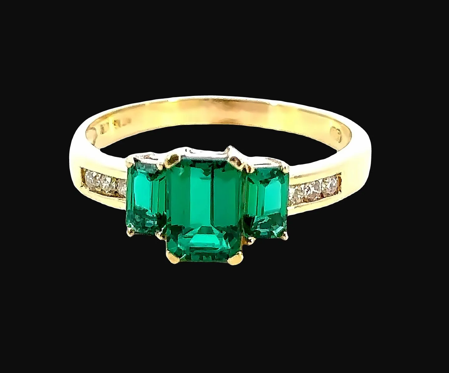 9ct Yellow Gold Synthetic Emerald and Diamond Ring