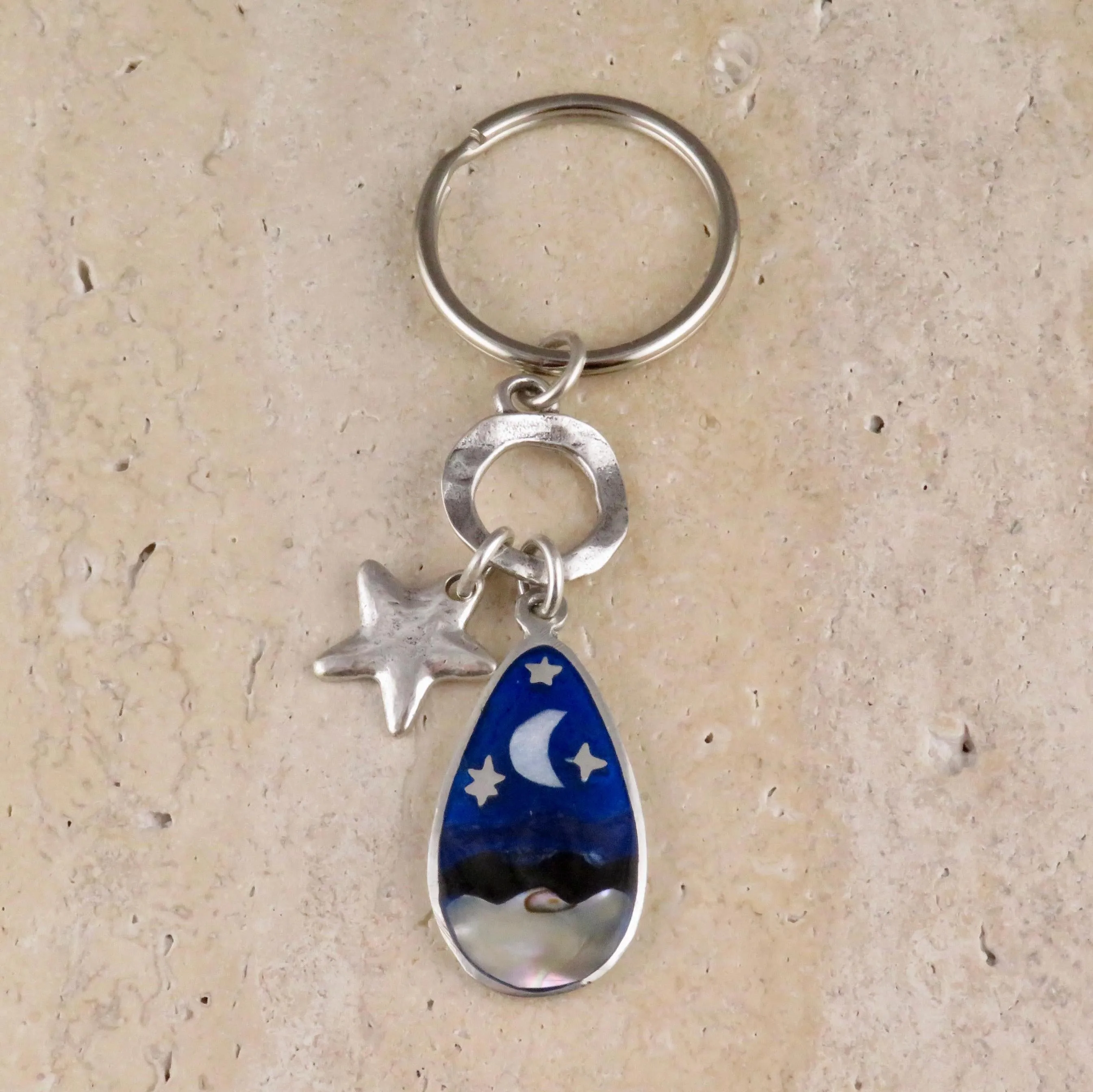 Abalone Blue Celestial Keyring