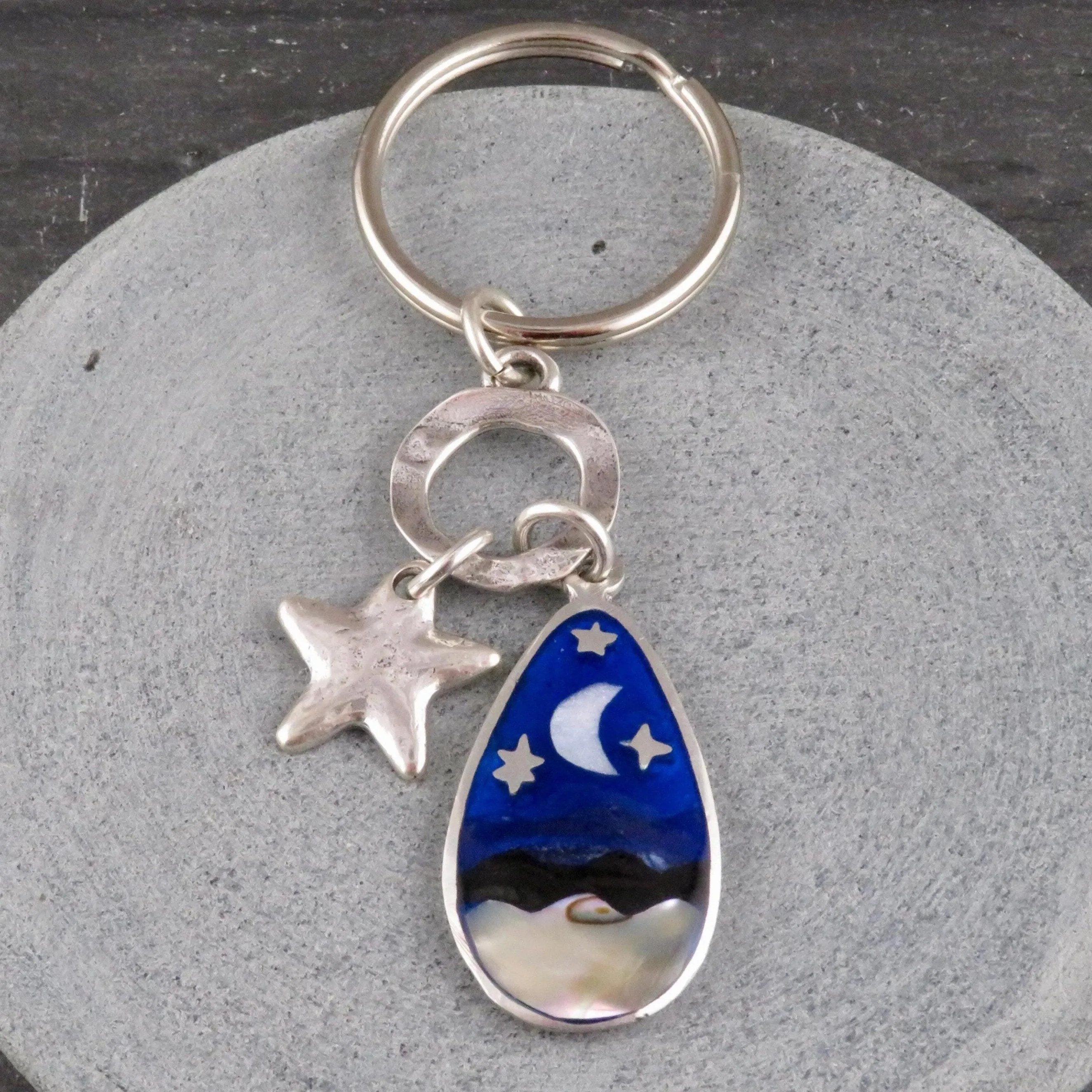 Abalone Blue Celestial Keyring