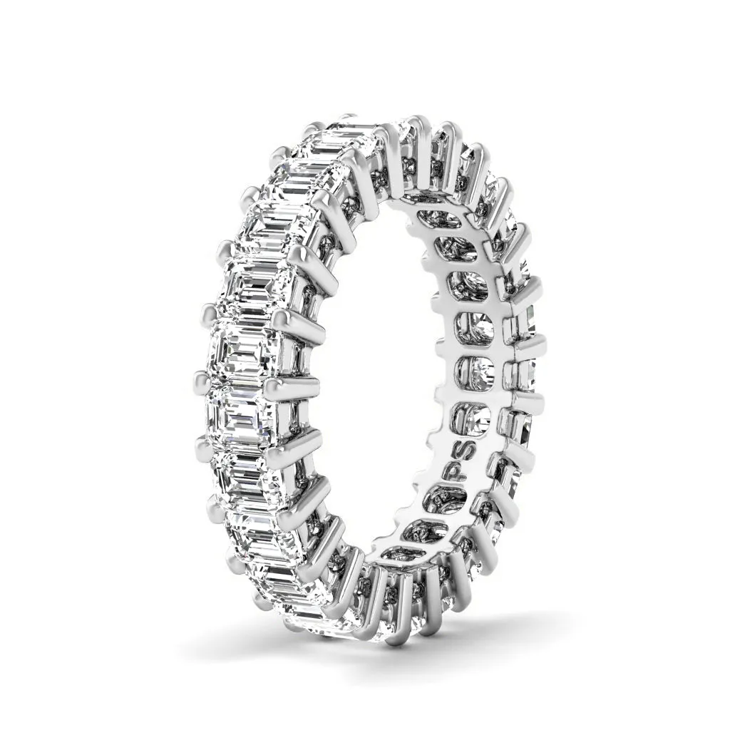 Adorable  5.00 CT Emerald Cut Diamonds - Eternity Ring in Platinum