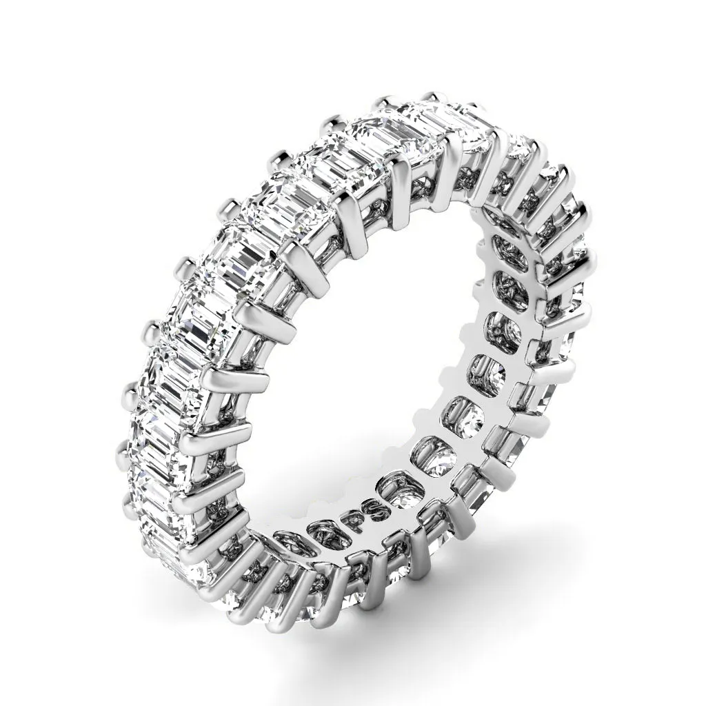 Adorable  5.00 CT Emerald Cut Diamonds - Eternity Ring in Platinum