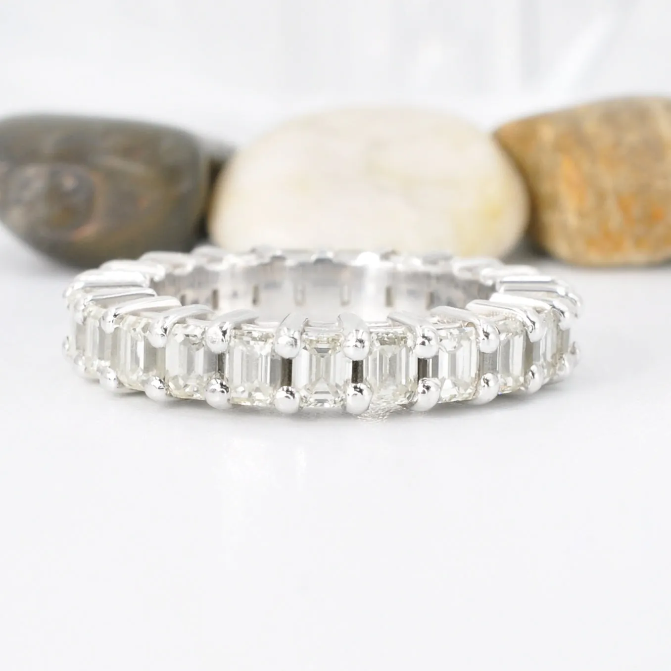 Adorable  5.00 CT Emerald Cut Diamonds - Eternity Ring in Platinum