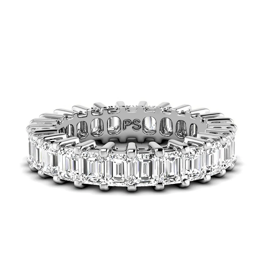 Adorable  5.00 CT Emerald Cut Diamonds - Eternity Ring in Platinum