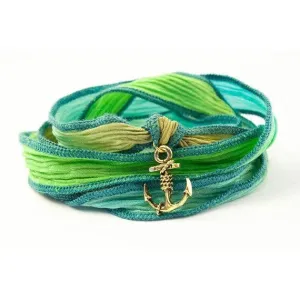 Anchor Bracelet, Silk Wrap Bracelet