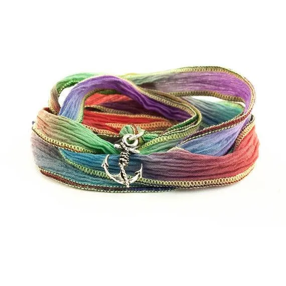 Anchor Bracelet, Silk Wrap Bracelet