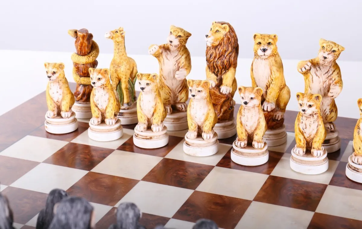 Animal Kingdom Exotic Elm Chess Set