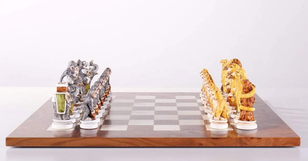 Animal Kingdom Exotic Elm Chess Set