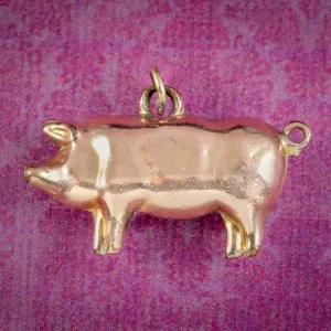 Antique Edwardian Pig Charm 9ct Gold Circa 1910