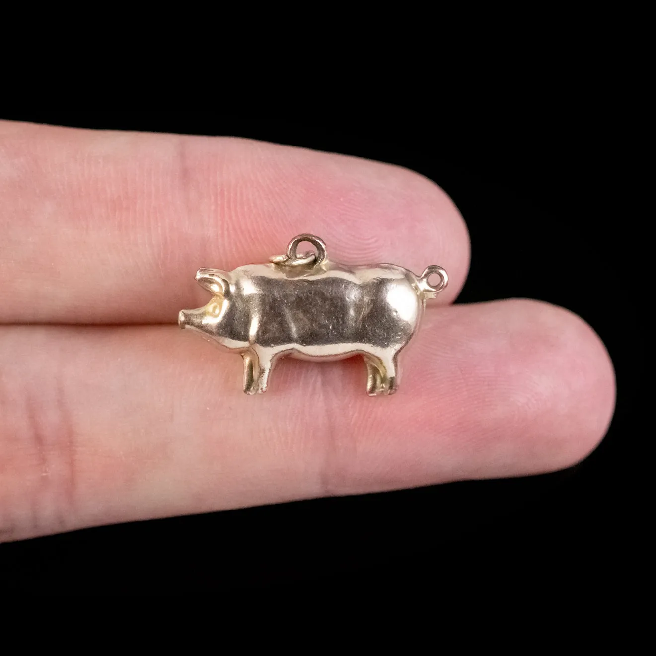 Antique Edwardian Pig Charm 9ct Gold Circa 1910