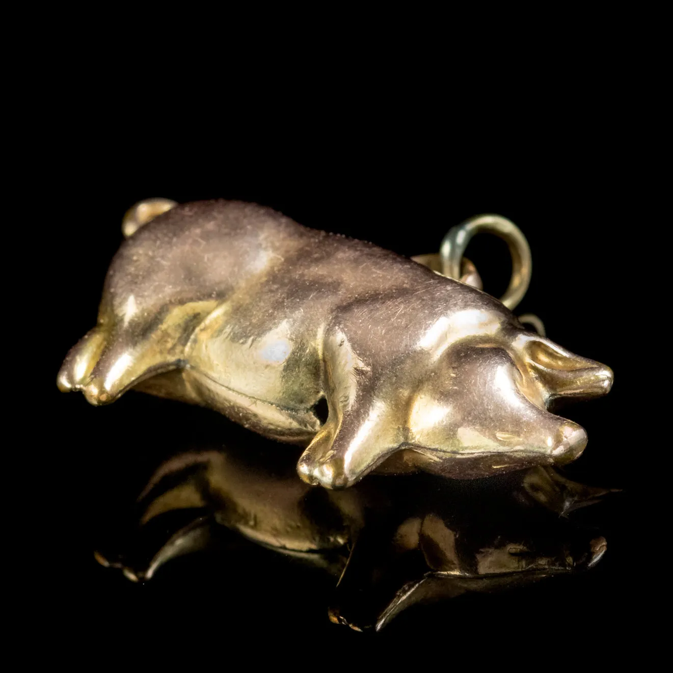 Antique Edwardian Pig Charm 9ct Gold Circa 1910