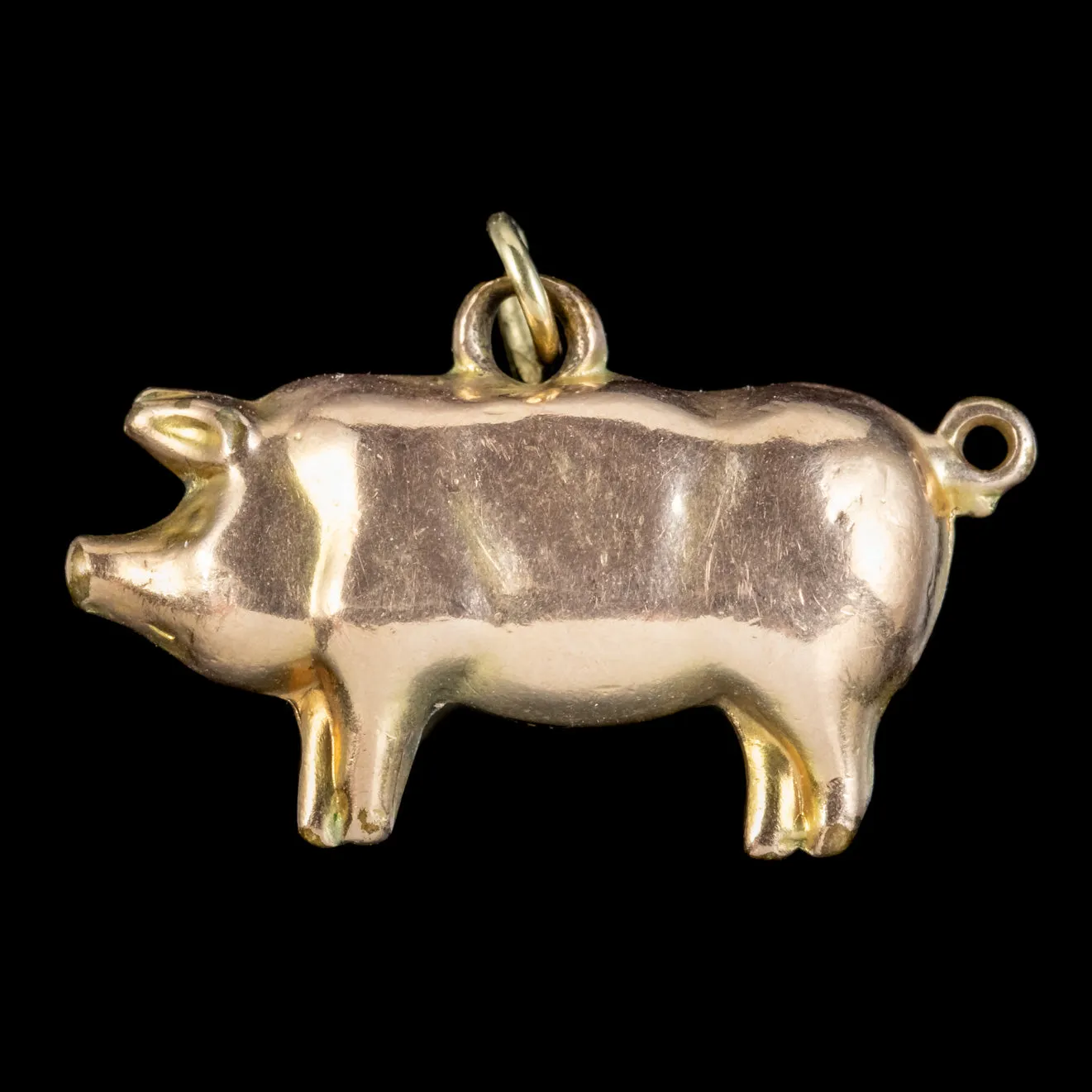 Antique Edwardian Pig Charm 9ct Gold Circa 1910
