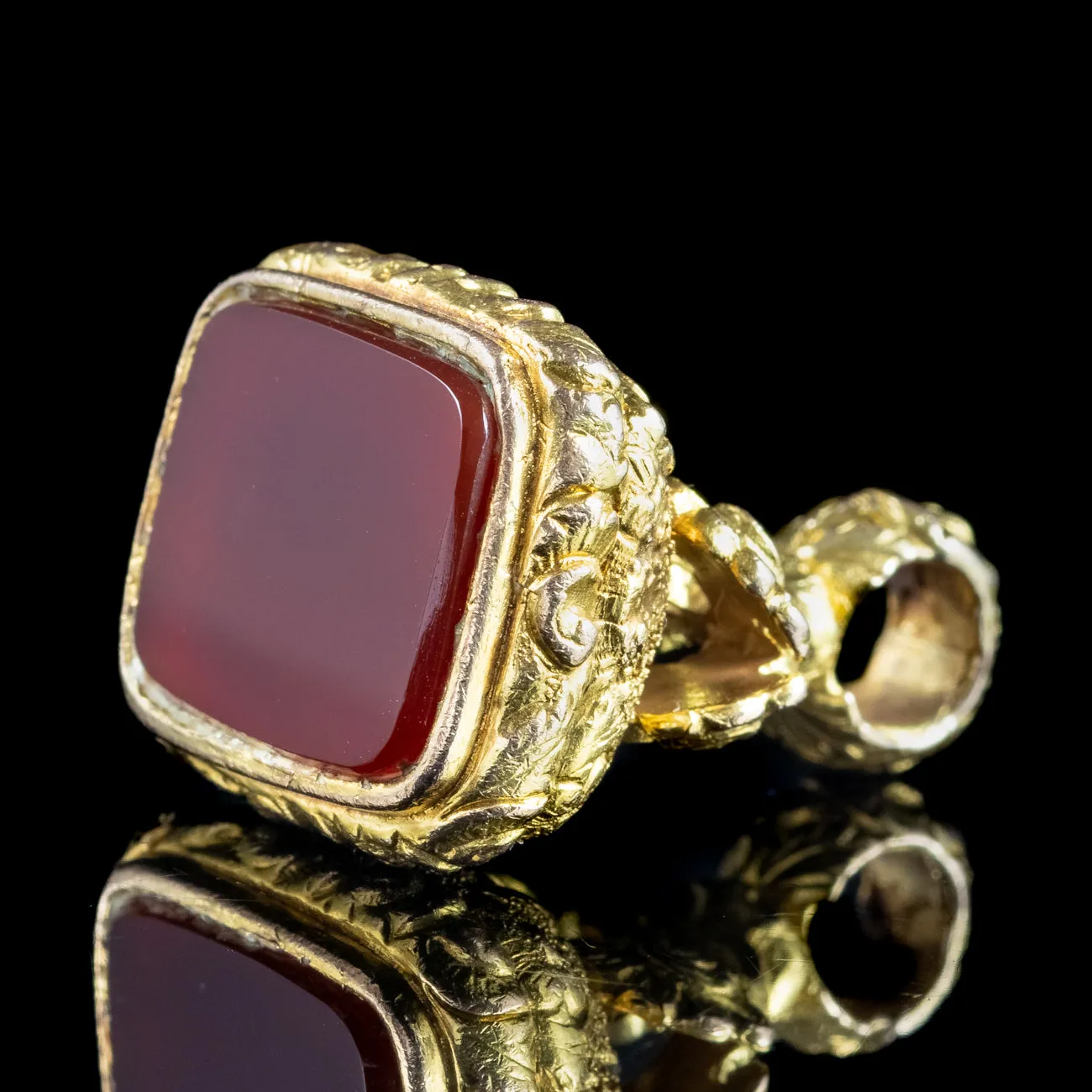 Antique Georgian Carnelian Fob Pendant 18ct Gold Cased