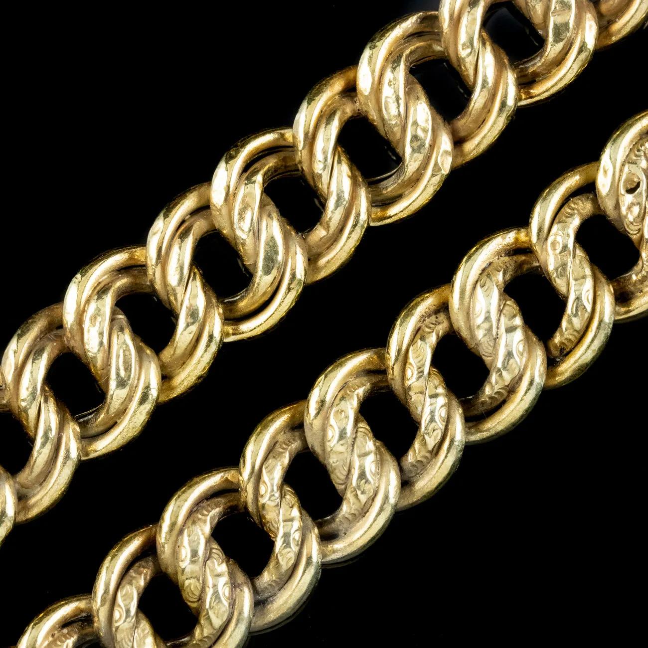 Antique Victorian Chunky Curb Chain Necklace Silver Gold Gilt