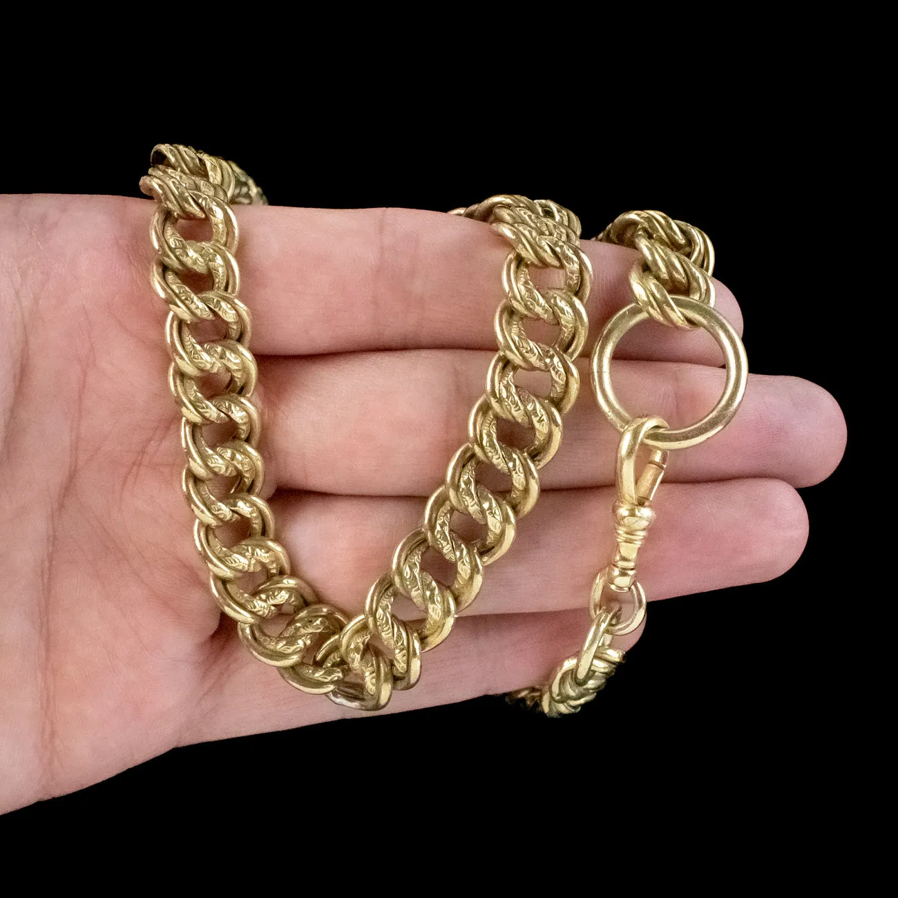 Antique Victorian Chunky Curb Chain Necklace Silver Gold Gilt