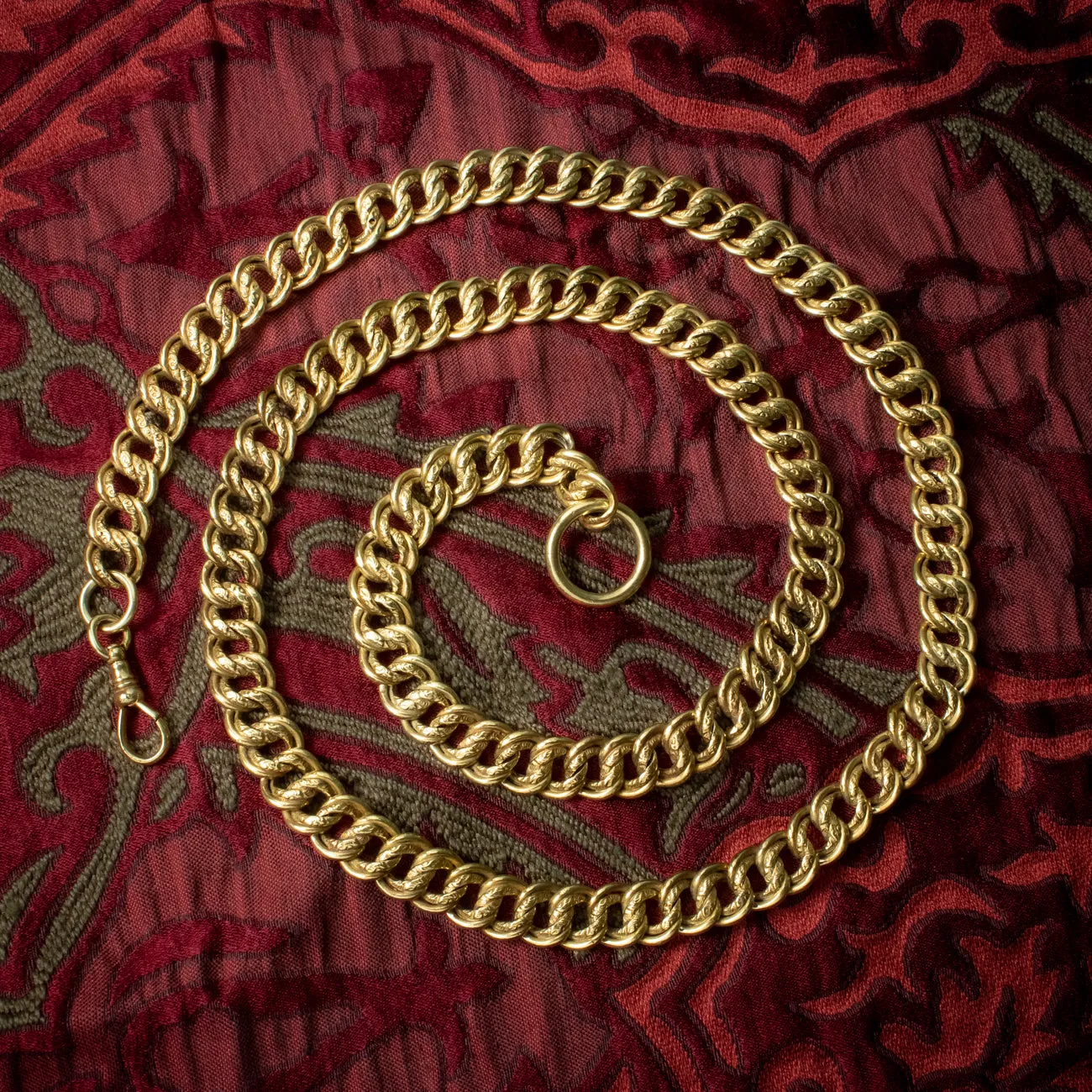 Antique Victorian Chunky Curb Chain Necklace Silver Gold Gilt