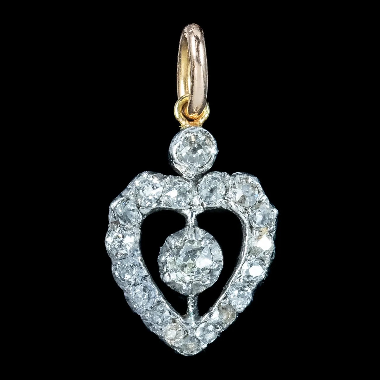 Antique Victorian Diamond Heart Pendant 0.60ct Total
