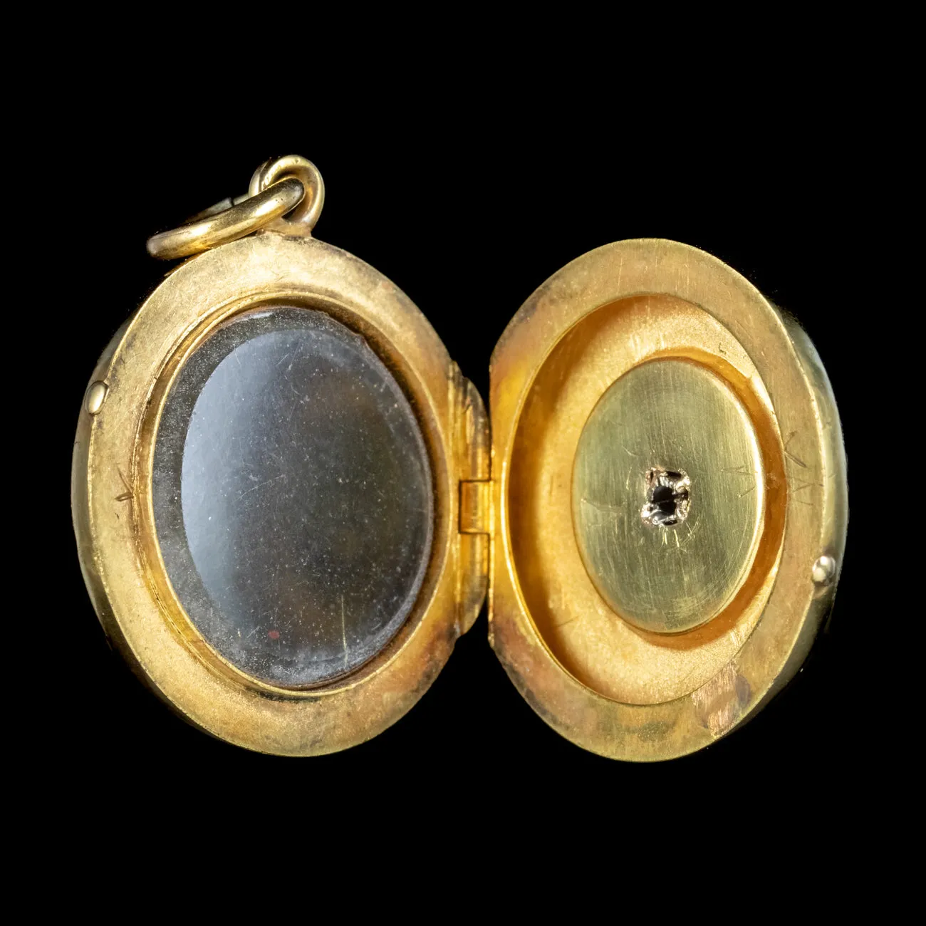Antique Victorian Diamond Skull Agate Locket 18ct Gold
