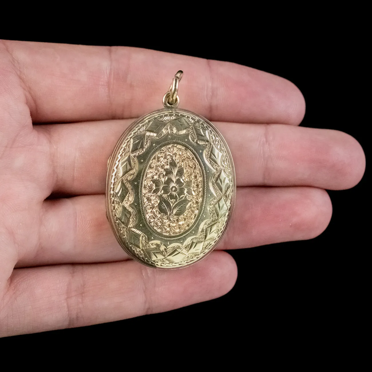 Antique Victorian Forget Me Not Locket Gold Gilt Circa 1890