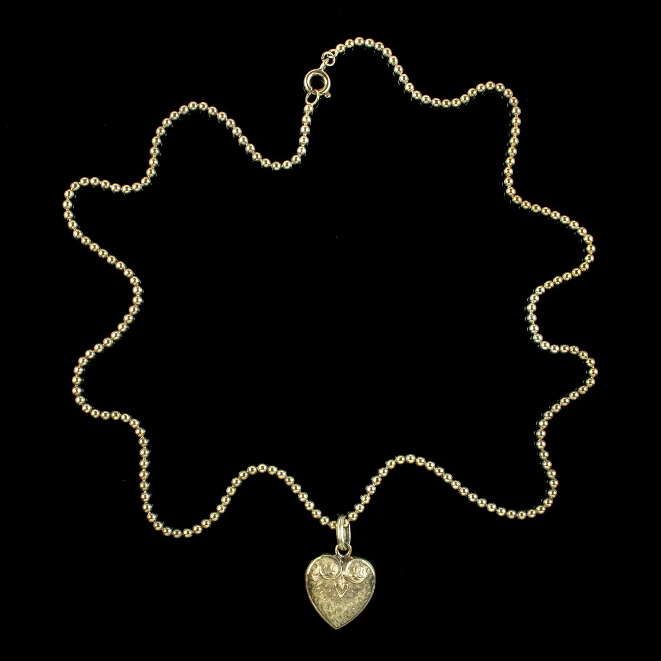 Antique Victorian Heart Pendant And Chain Silver Gold Gilt
