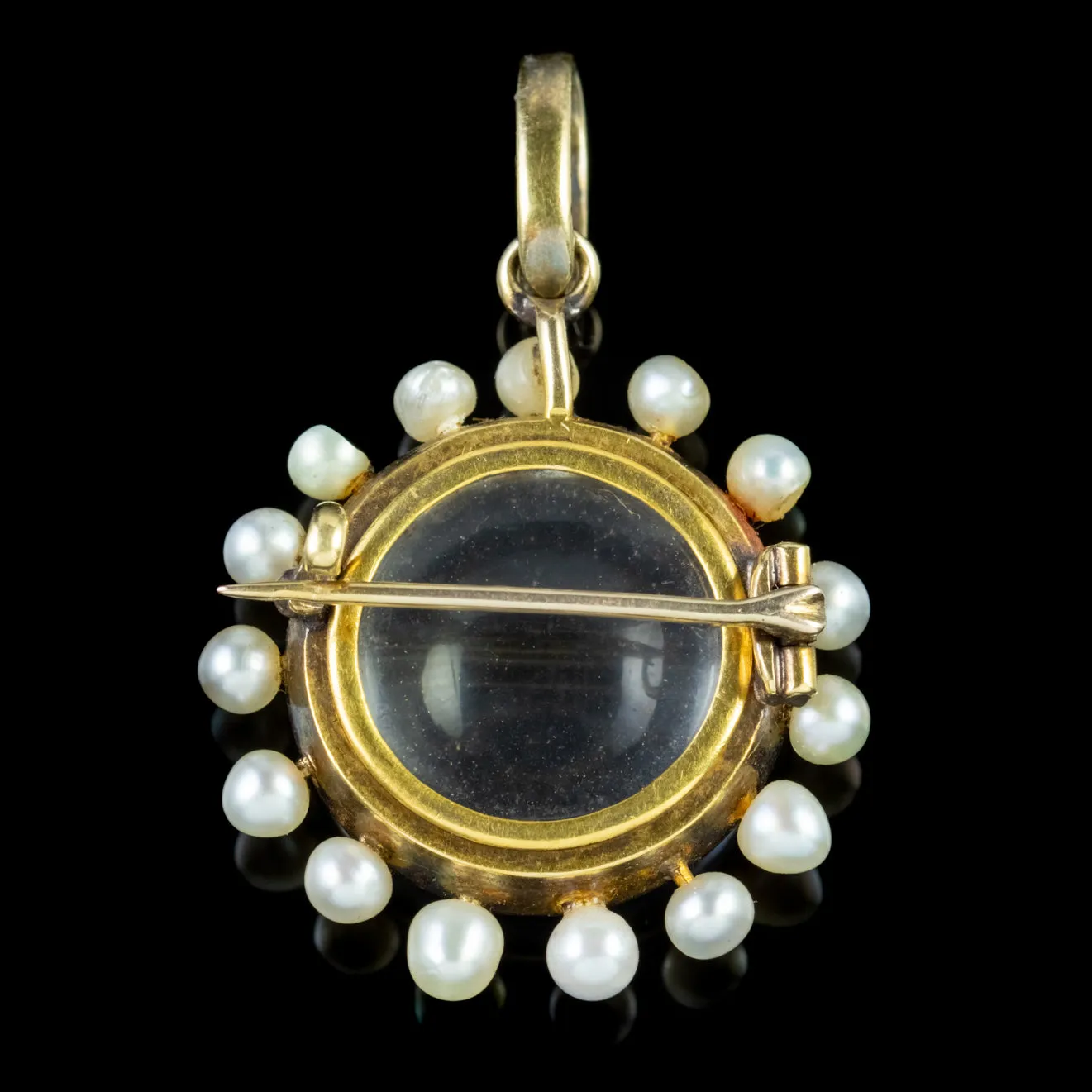 Antique Victorian Rock Crystal Pearl Diamond Locket 18ct Gold