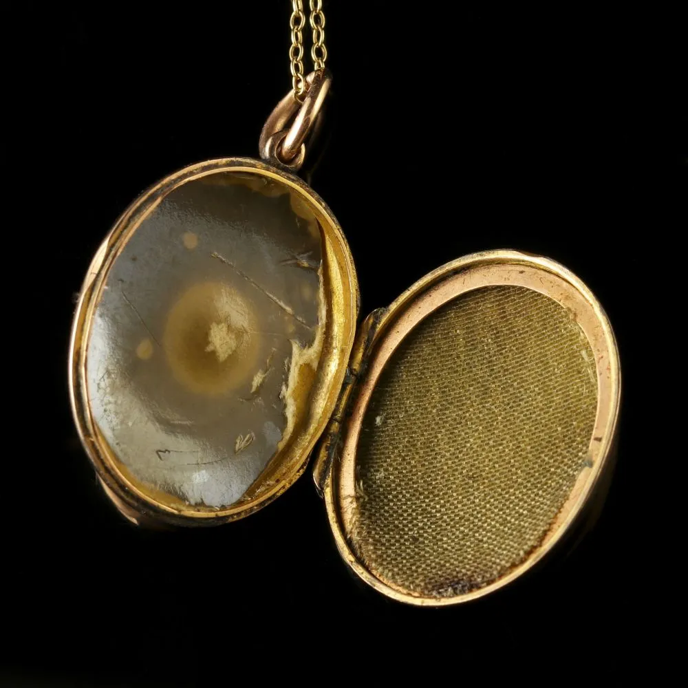 Antique Victorian Ruby Gold Locket And Chain Circa 1900