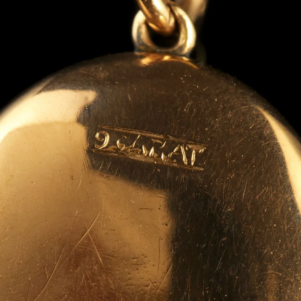 Antique Victorian Ruby Gold Locket And Chain Circa 1900