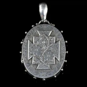 Antique Victorian Silver Locket Dated Birmingham 1885