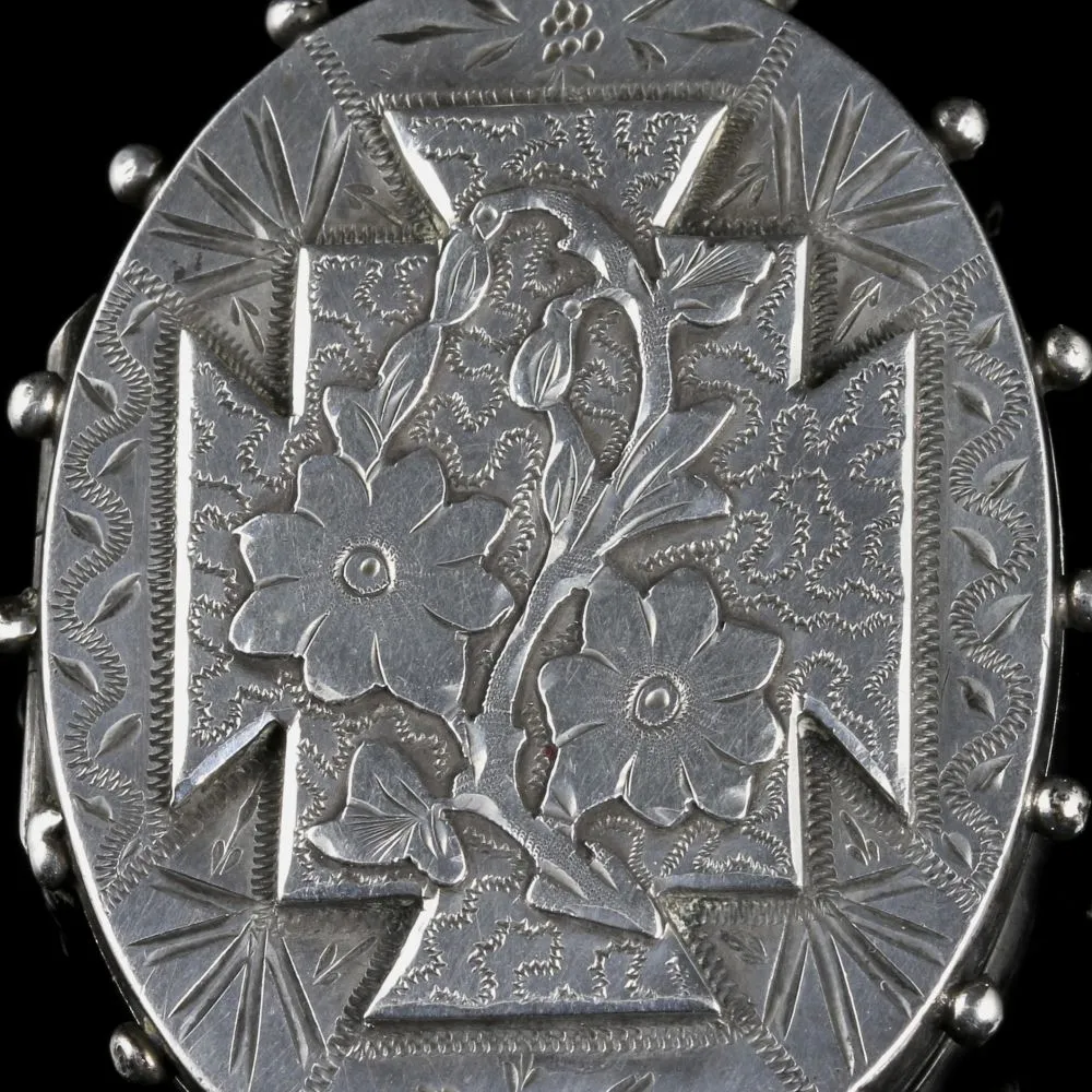 Antique Victorian Silver Locket Dated Birmingham 1885