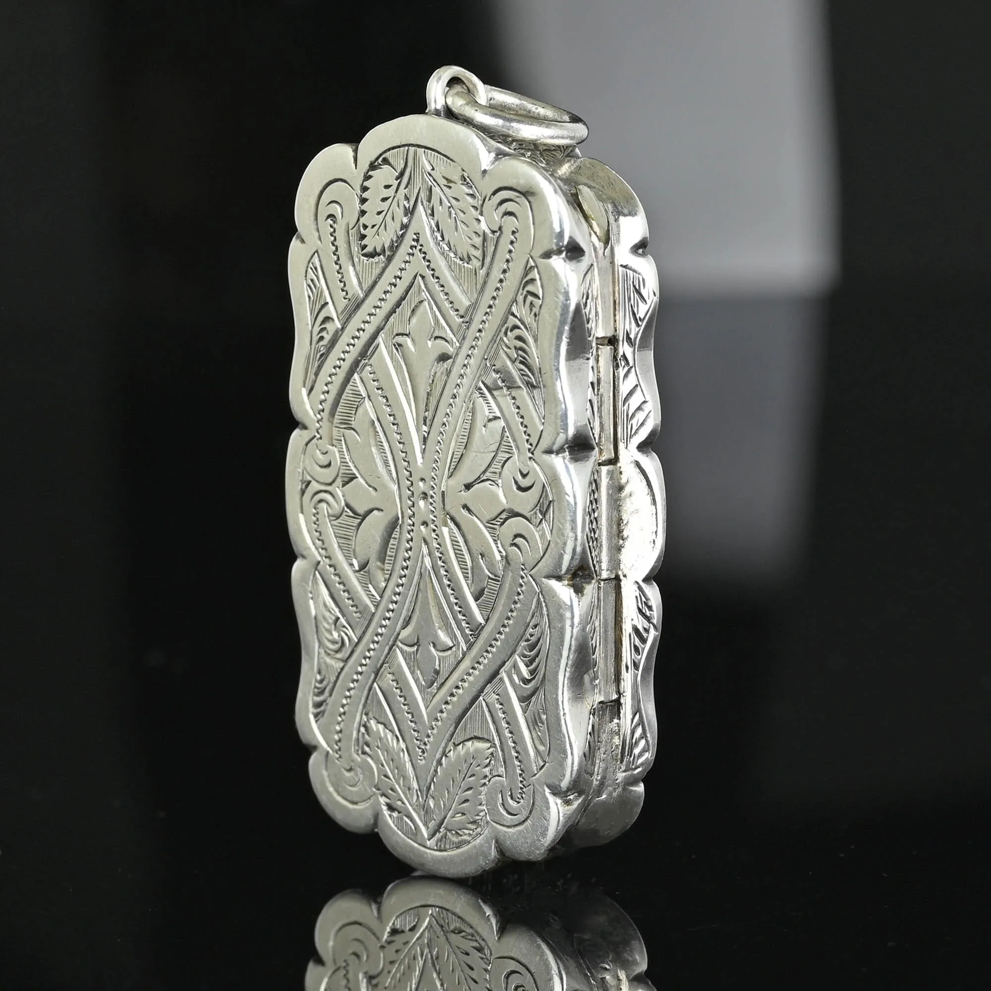 Antique Victorian Silver Vinaigrette Locket Pendant C. 1876