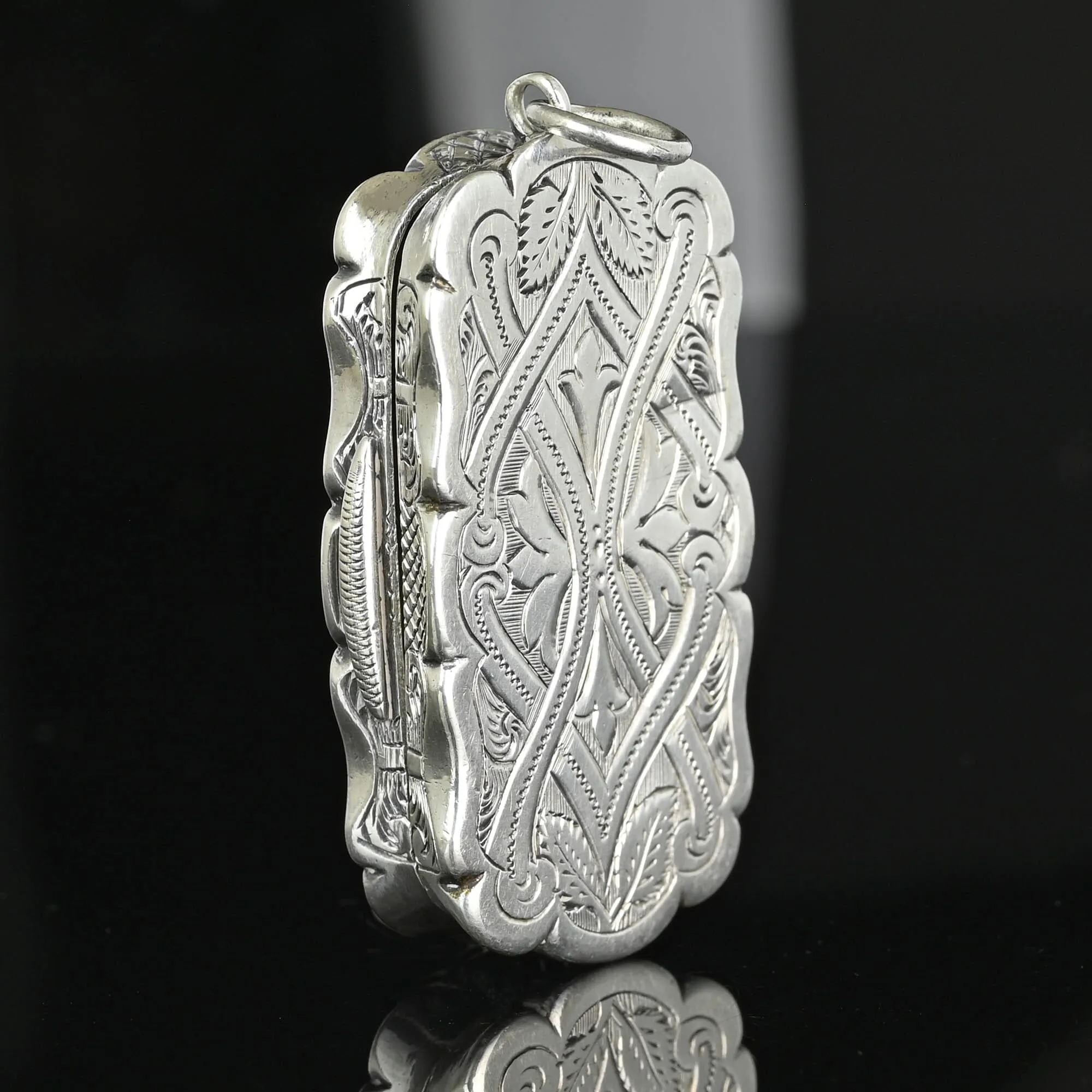 Antique Victorian Silver Vinaigrette Locket Pendant C. 1876