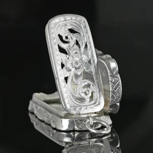 Antique Victorian Silver Vinaigrette Locket Pendant C. 1876