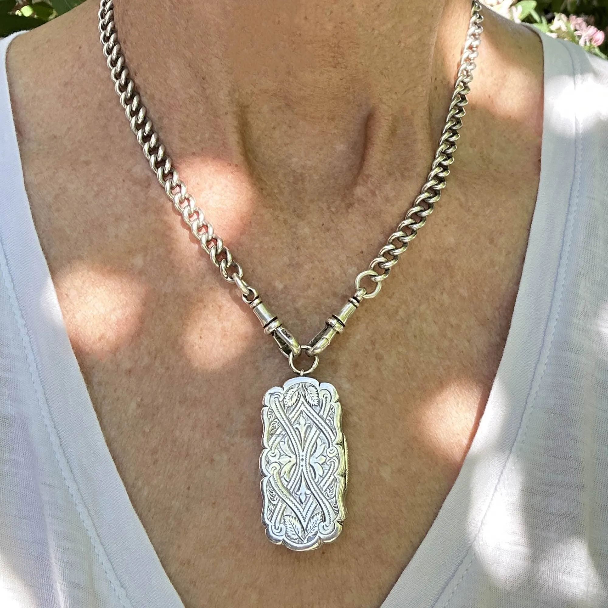 Antique Victorian Silver Vinaigrette Locket Pendant C. 1876