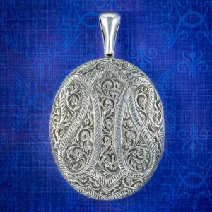 Antique Victorian Sterling Silver Locket Circa 1880