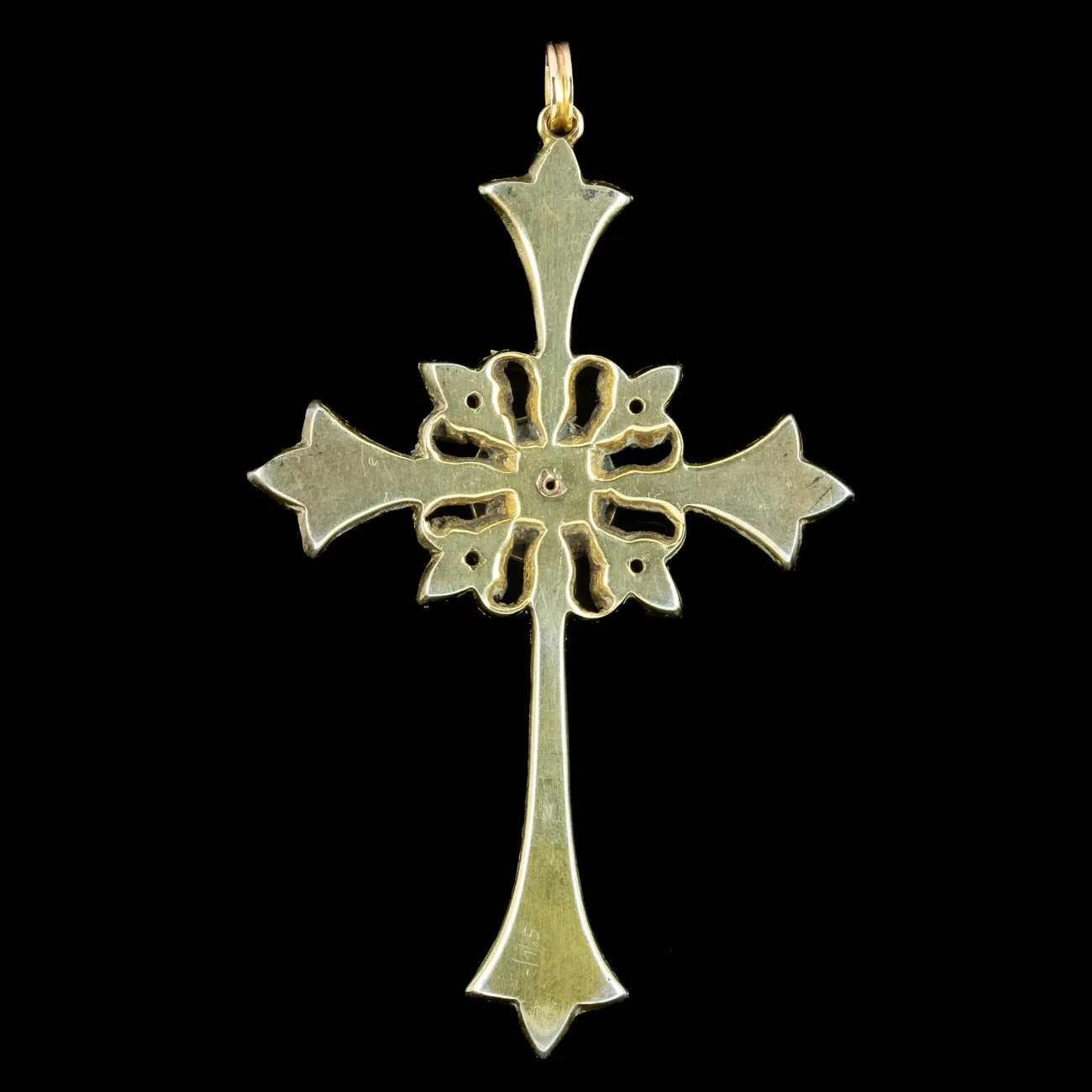 Antique Victorian Turquoise Cross Pendant Silver Gilt