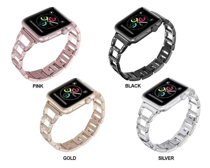Apple Series Stainless Steel Hollow Breathable Diamond Strap
